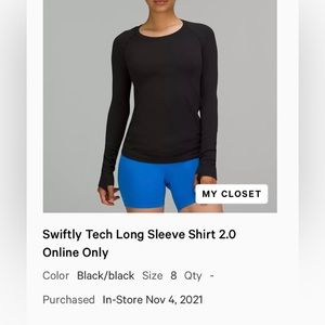 Swiftly Tech Long Sleeve Shirt 2.0, black, size 8